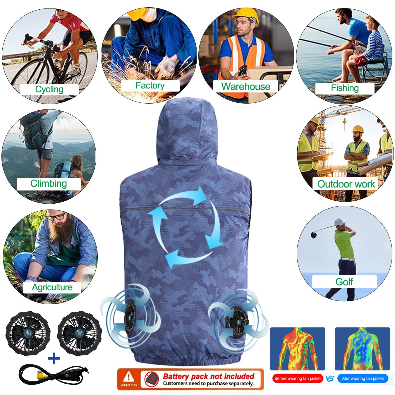 Letni sportowy wentylator 12V/ – Outdoor Sport Jacket Brand recenzja i cena